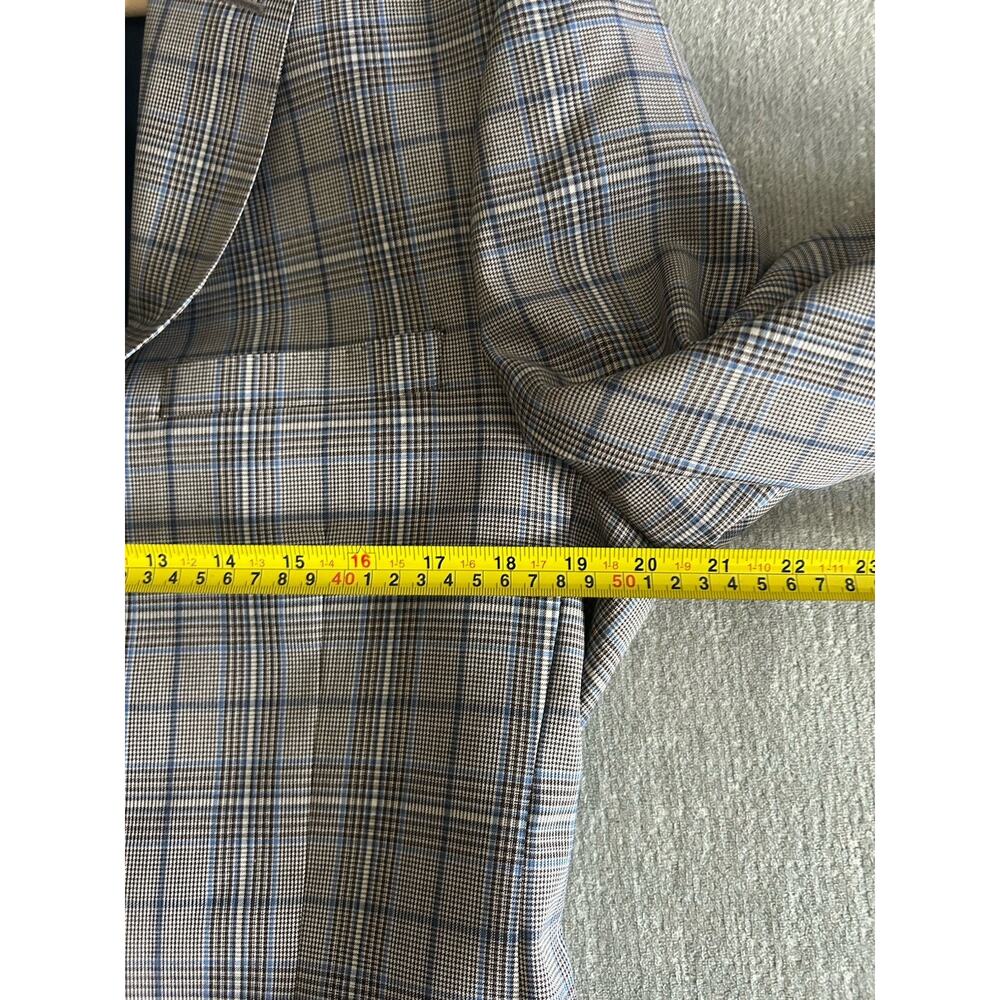 REDA Italy Mens 40 Blazer Sport Coat Brown Blue Plaid Wool Preppy - Picture 14 of 16
